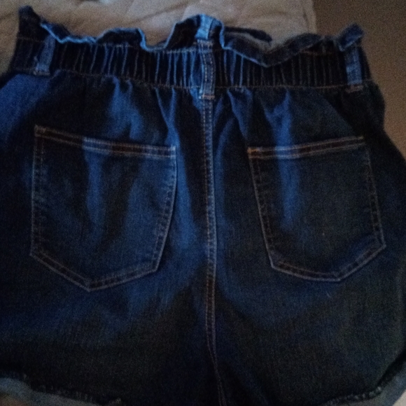 Paper Bag dark wash denim shorts button fly Sz 11/13 - Picture 3 of 5